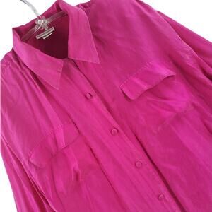 Adrian Jordan Pink Silk Blouse Vintage Collared Layering Classic
